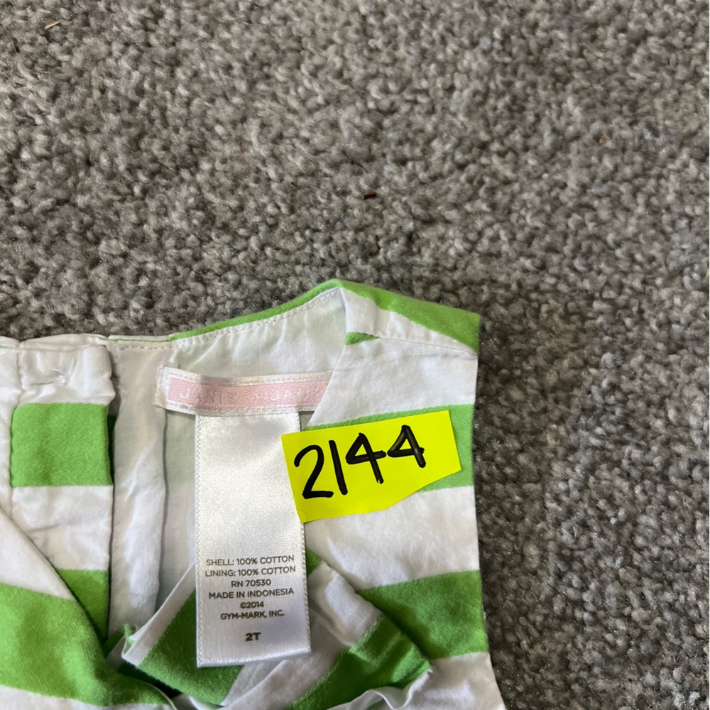 Janie and Jack dress girls 2T green white stripes sleeveless classic summer - Picture 9 of 13